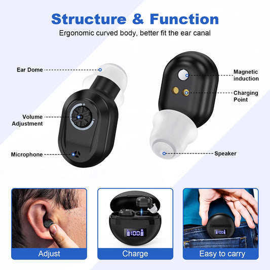 KFCOPTEE Invisible In Ear Hearing Aids Adjustable Volume
