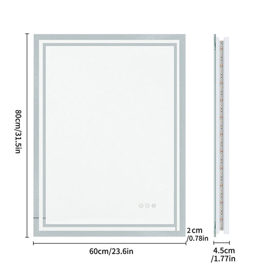 Borwart LED Bathroom Mirror Dimmable Backlit Fogless IP65