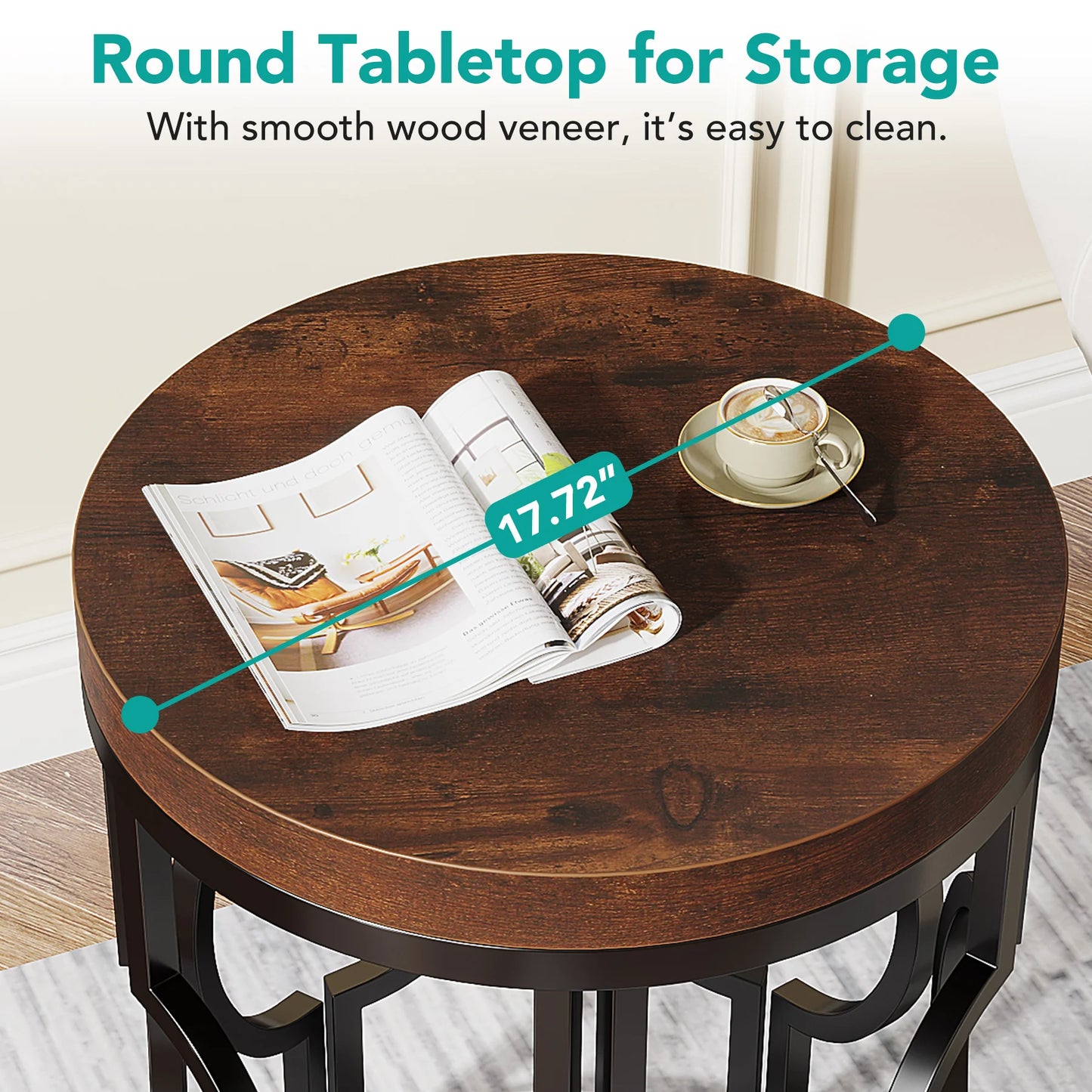 Tribesigns Round End Table Industrial Side Metal Frame