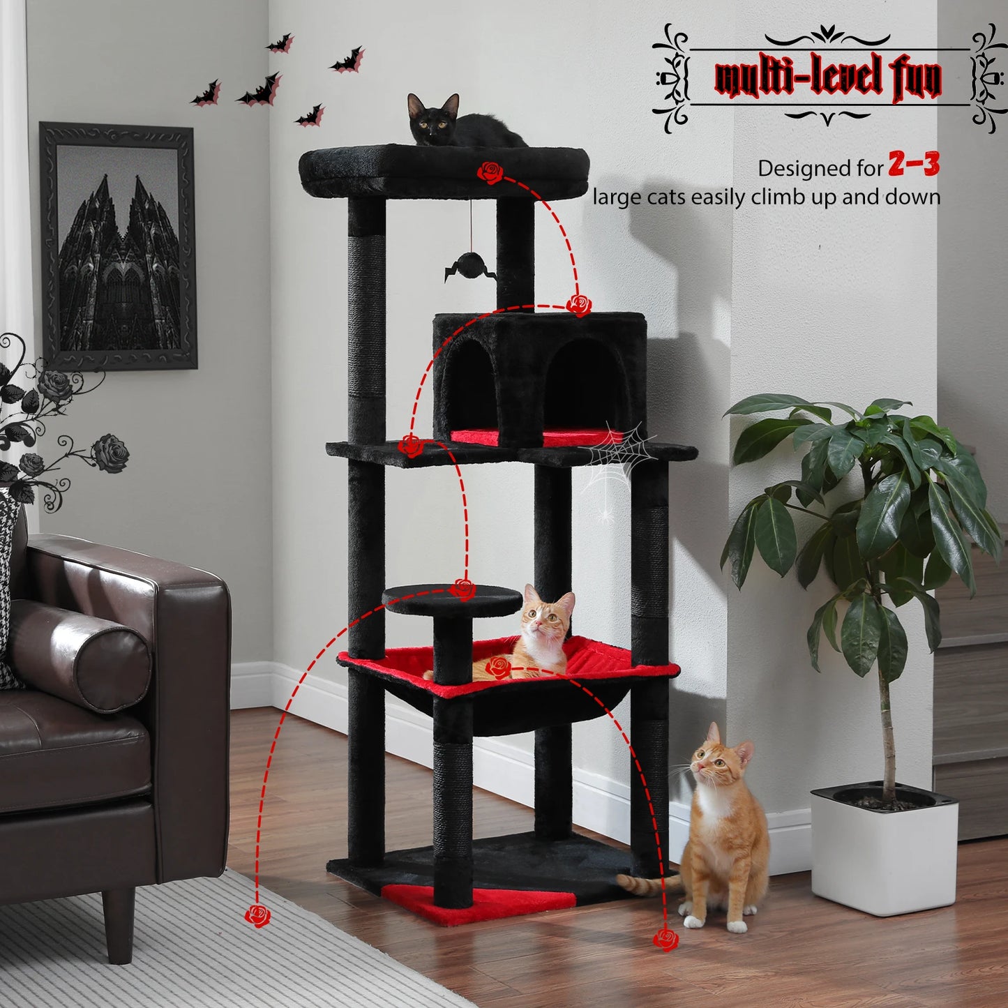 PAWZ Road Indoor Cat Tree 5 Level Tower Durable Hammock