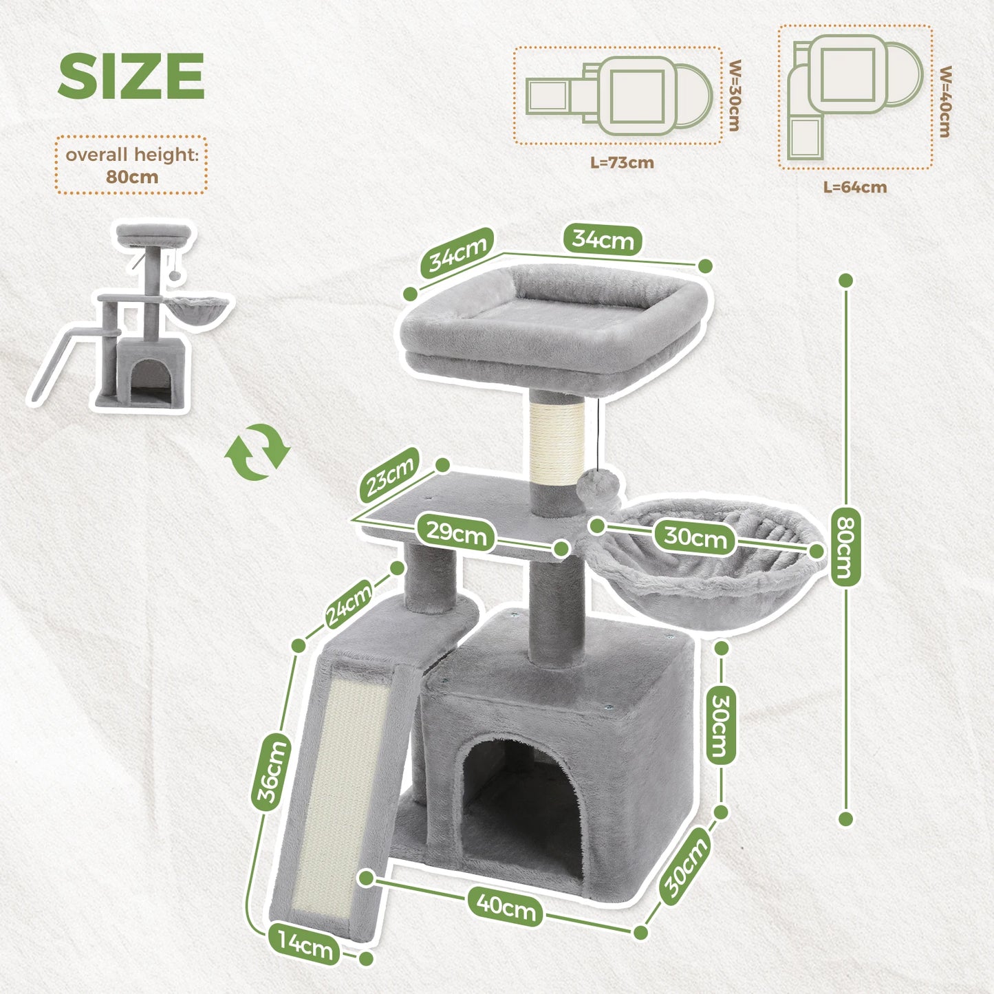 PAWZ Road Cat Tree Indoor Cat Tower With Scratching Posts