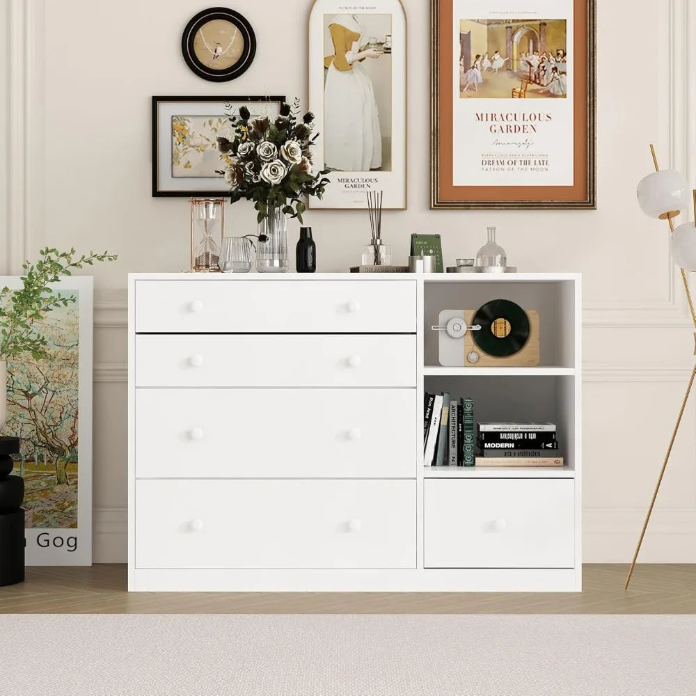 Baby Classic Changing Table Dresser With 5 Drawers Shelves