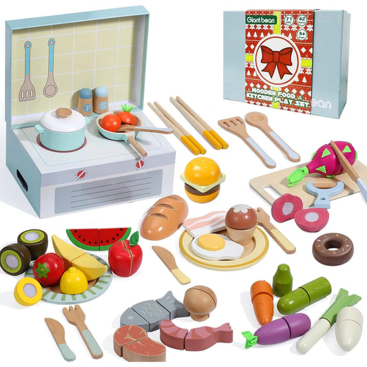 Giant Bean Wooden Play Food Set Kitchen Accessories