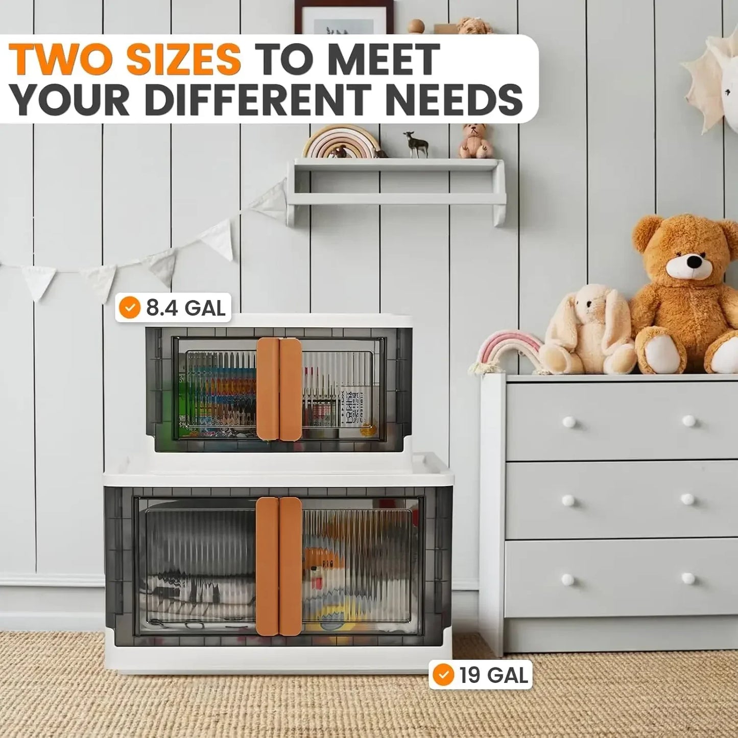 TRZZ Closet Organizer Foldable Storage Box With Lid 3 Pack