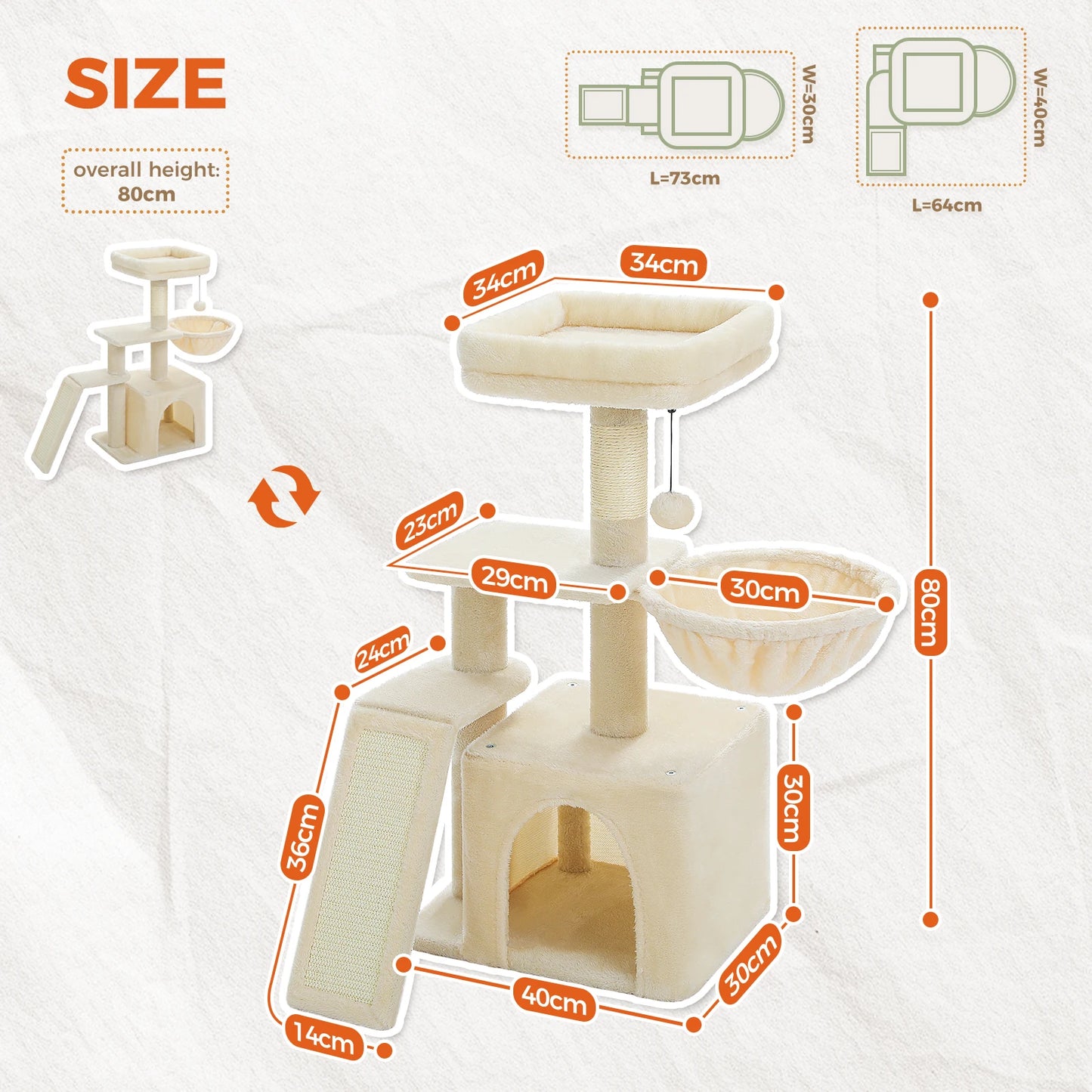 PAWZ Road Cat Tree Indoor Cat Tower With Scratching Posts