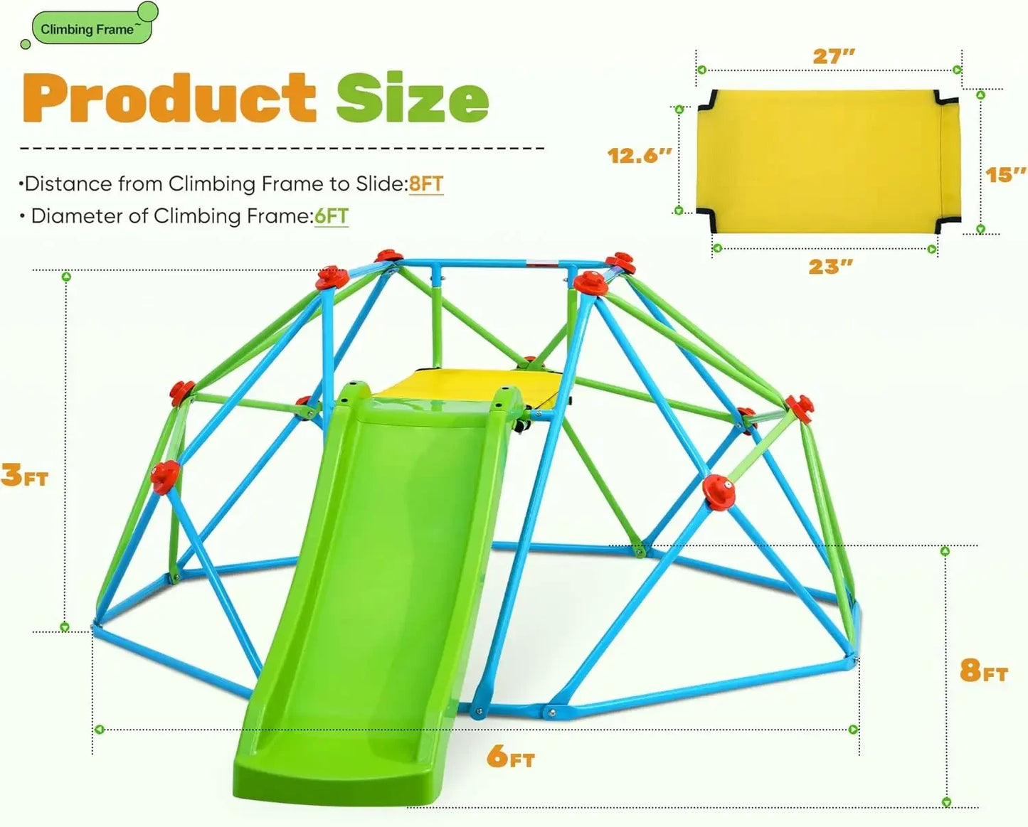 SHXICN Climbing Dome With Slide Backyard Playground