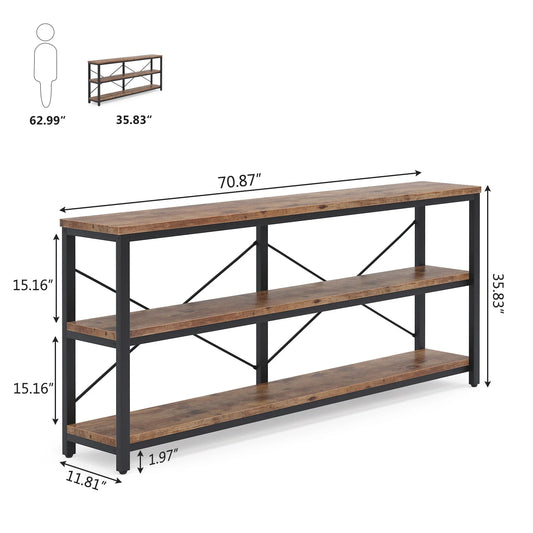 Tribesigns 3 Tier Console Table With Metal Frame Entryway