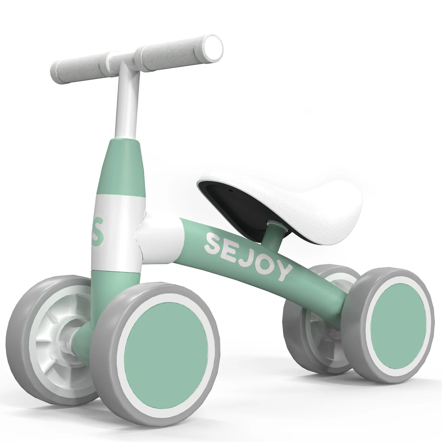 Sejoy Toddler Riding Toy Baby Balance Bike for 12-36 Month 4 Wheels Toddler First Bike,Birthday Gifts Boys Girls,Green/Pink
