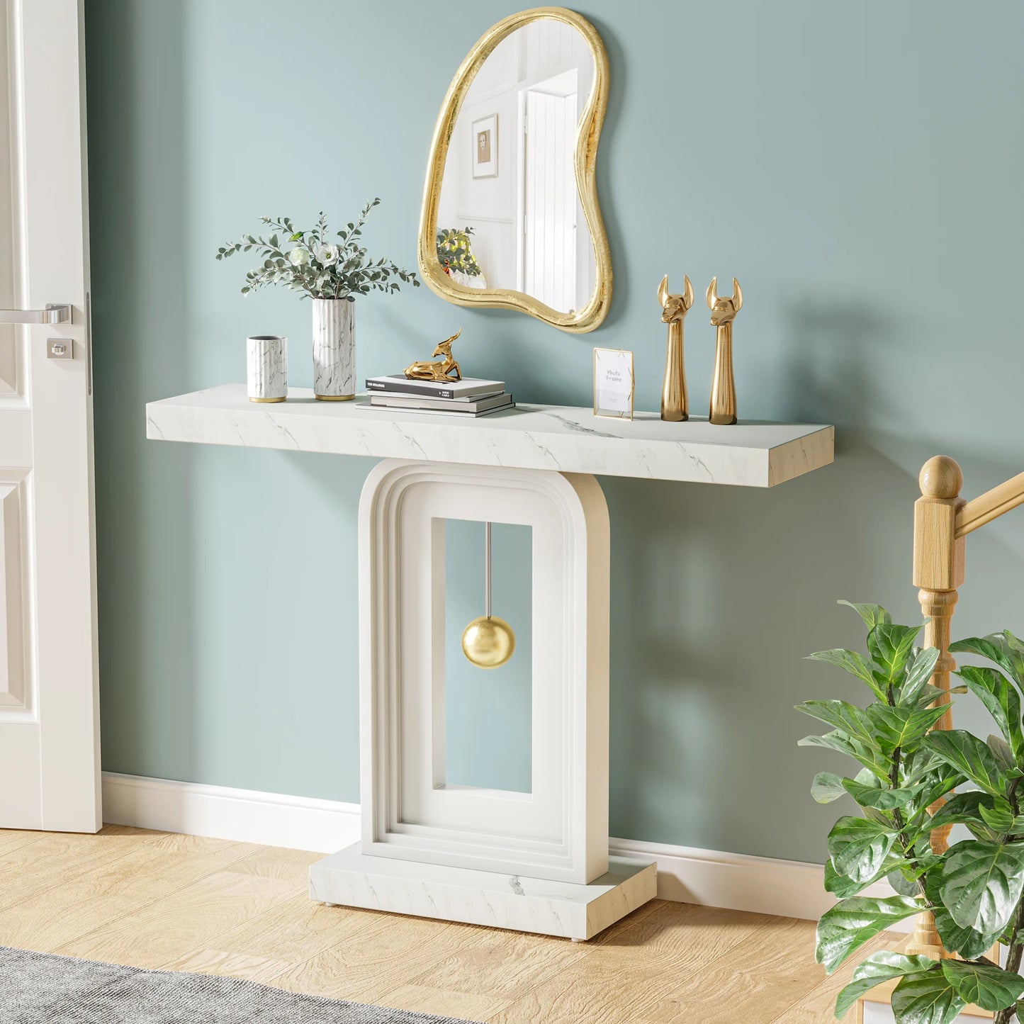 Tribesigns Modern Console Table Pendulum Base For Entryway