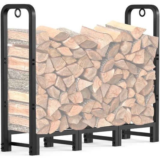 GARDEN & HOME 4ft Firewood Rack Outdoor Heavy Duty Fire Wood Racks Outdoor for Firewood Log Holder Wrought Iron Firewo