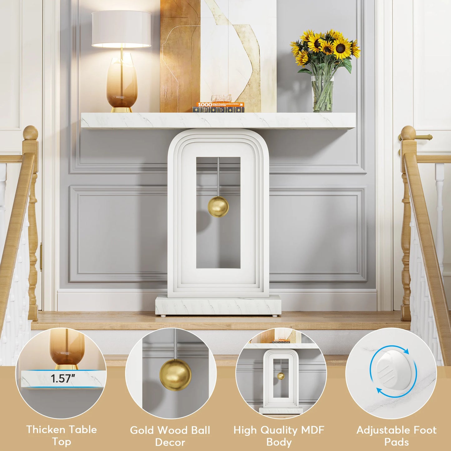 Tribesigns Modern Console Table Pendulum Base For Entryway