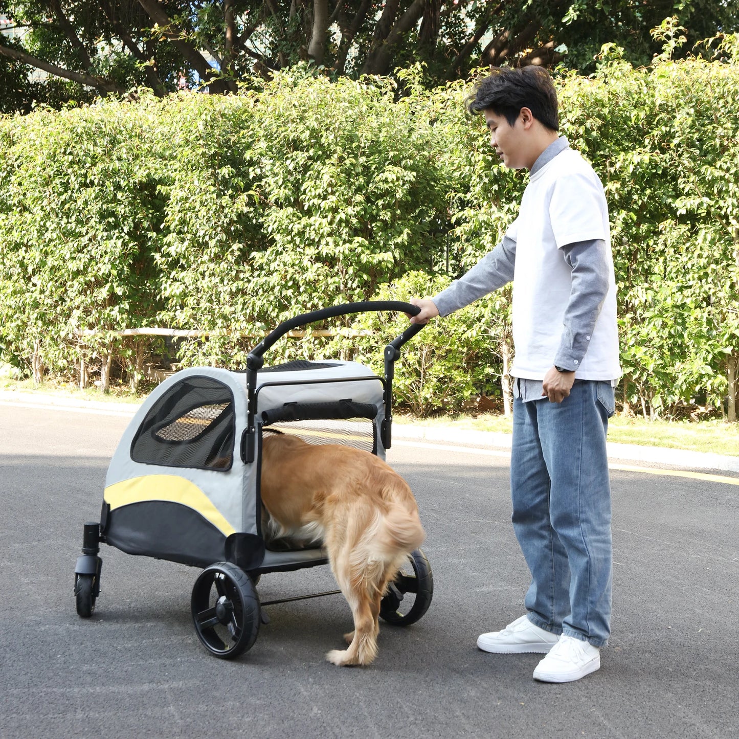 Portable Dog Stroller 4 Wheel Foldable Travel Carrier Pets