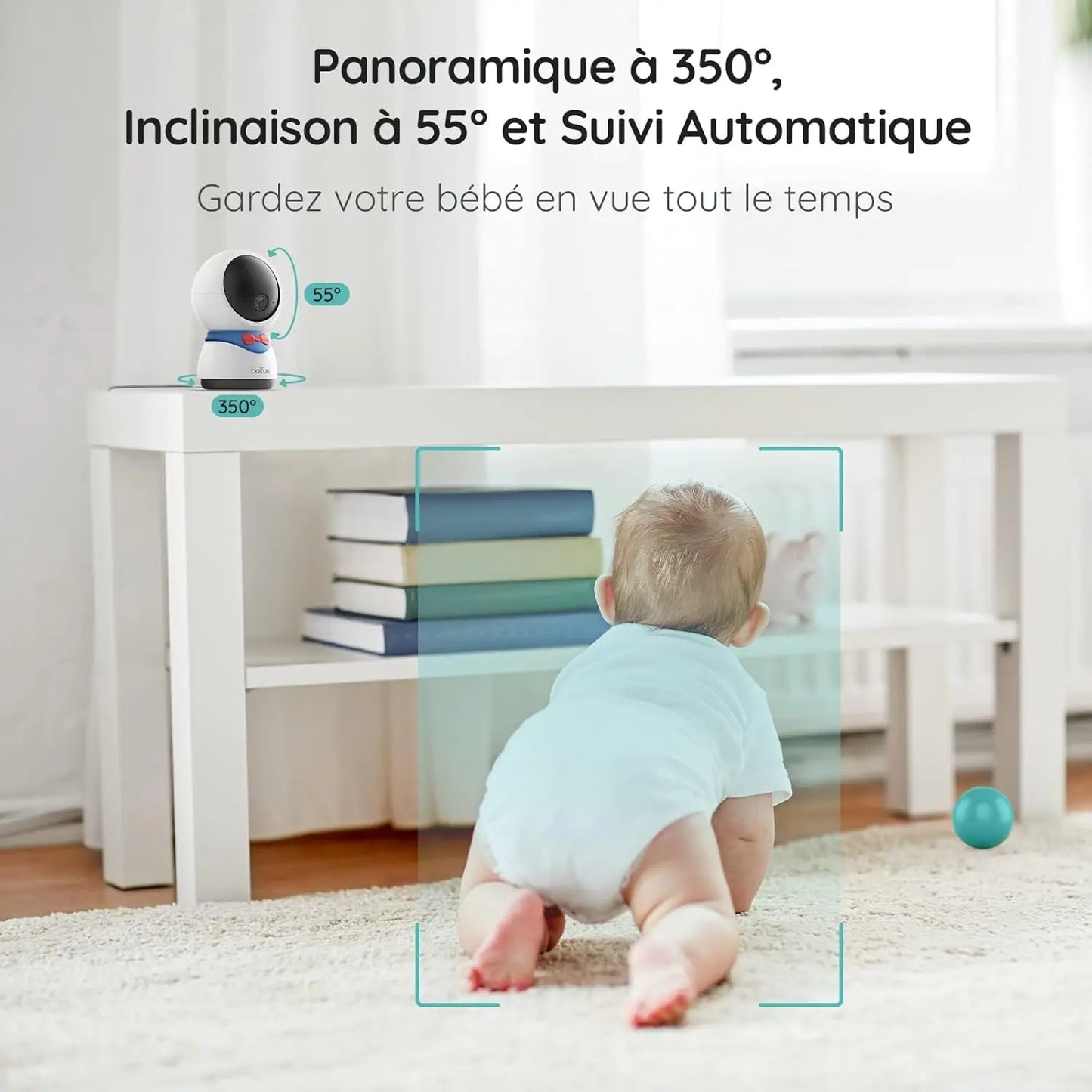 Boifun 5" Baby Monitor, 1080p WiFi Baby Monitor Via Screen and App Control, Video Record & Playback,  Night Vision, 2-Way Audio