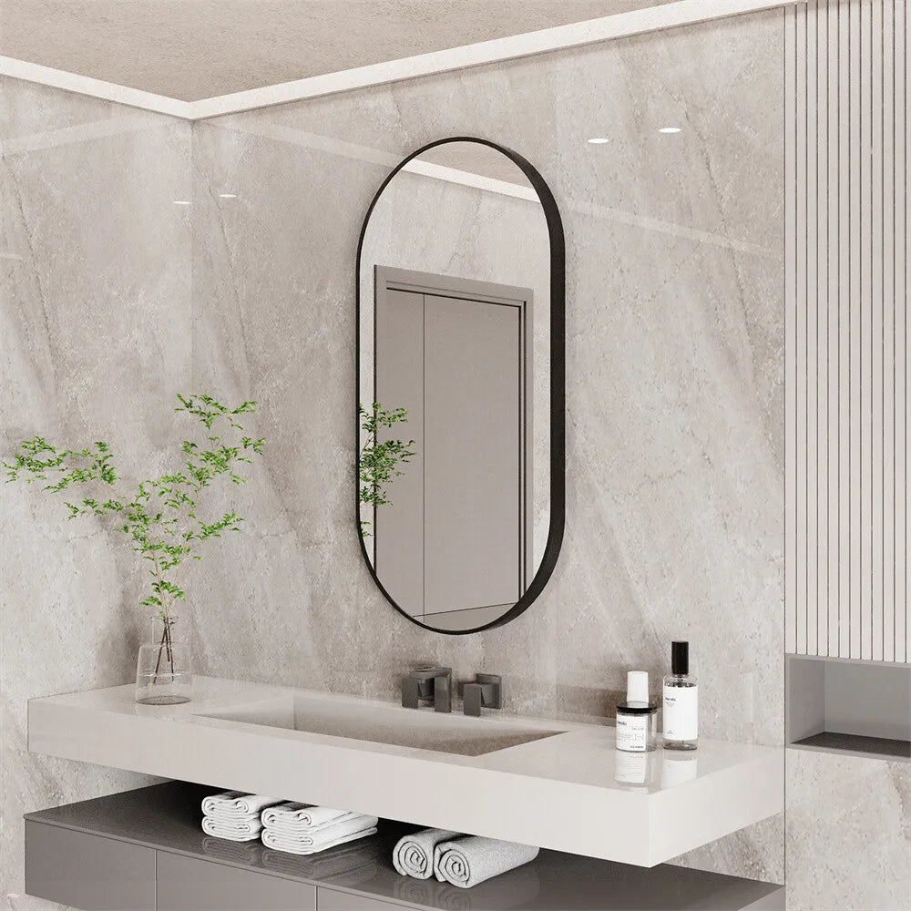 BORWART Wall Vanity Mirror Oval Framed for Bathroom