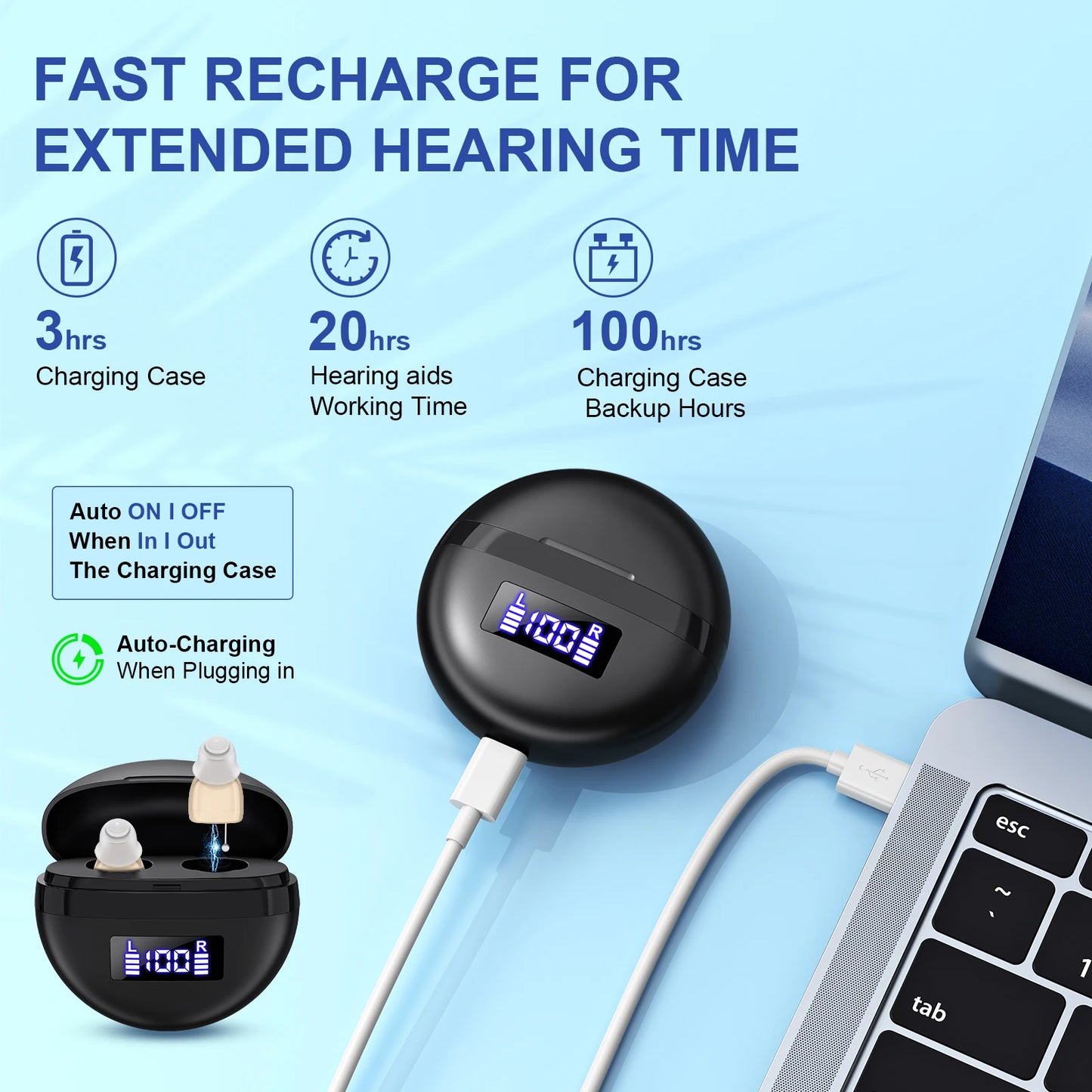 Rechargeable Portable Hearing Aids Invisible ITE Amplifiers