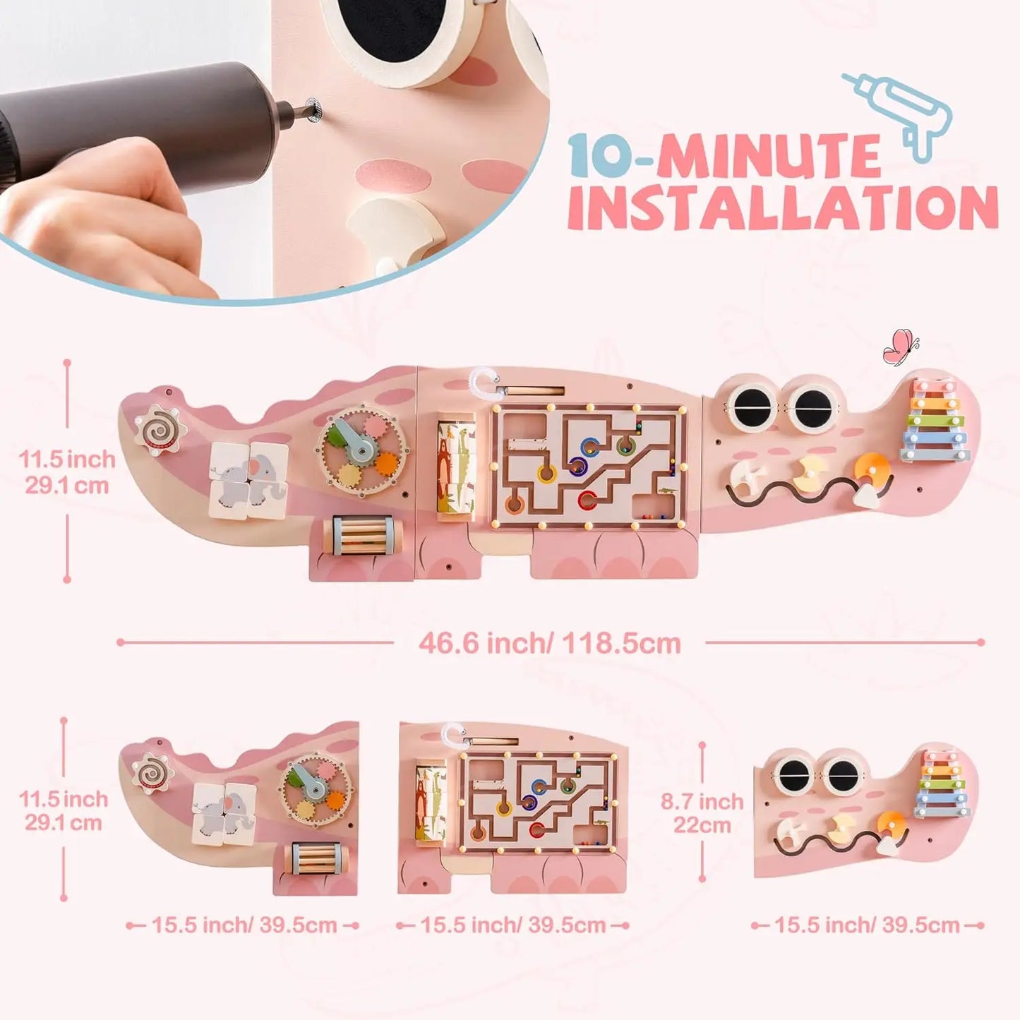 Robotime Robud Wooden Busy Board Montessori Learning Toy Wall Mounted Activity Centre with Gears Maze Wooden Toy Gifts