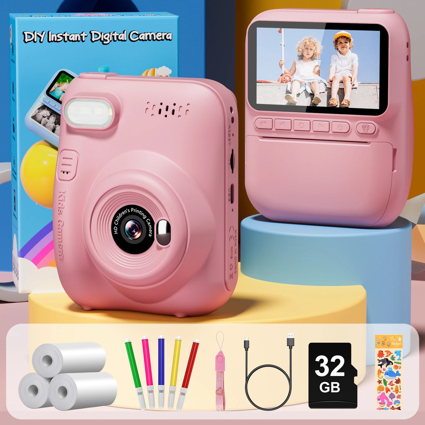 Gofunly Kids Instant Print Camera Mini Digital For Kids