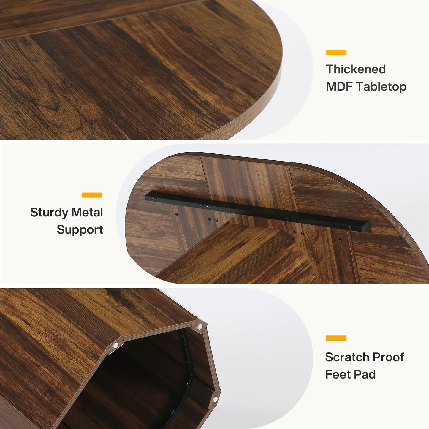 Tribesigns Oval Dining Table Wood Kitchen Rustic Furniture