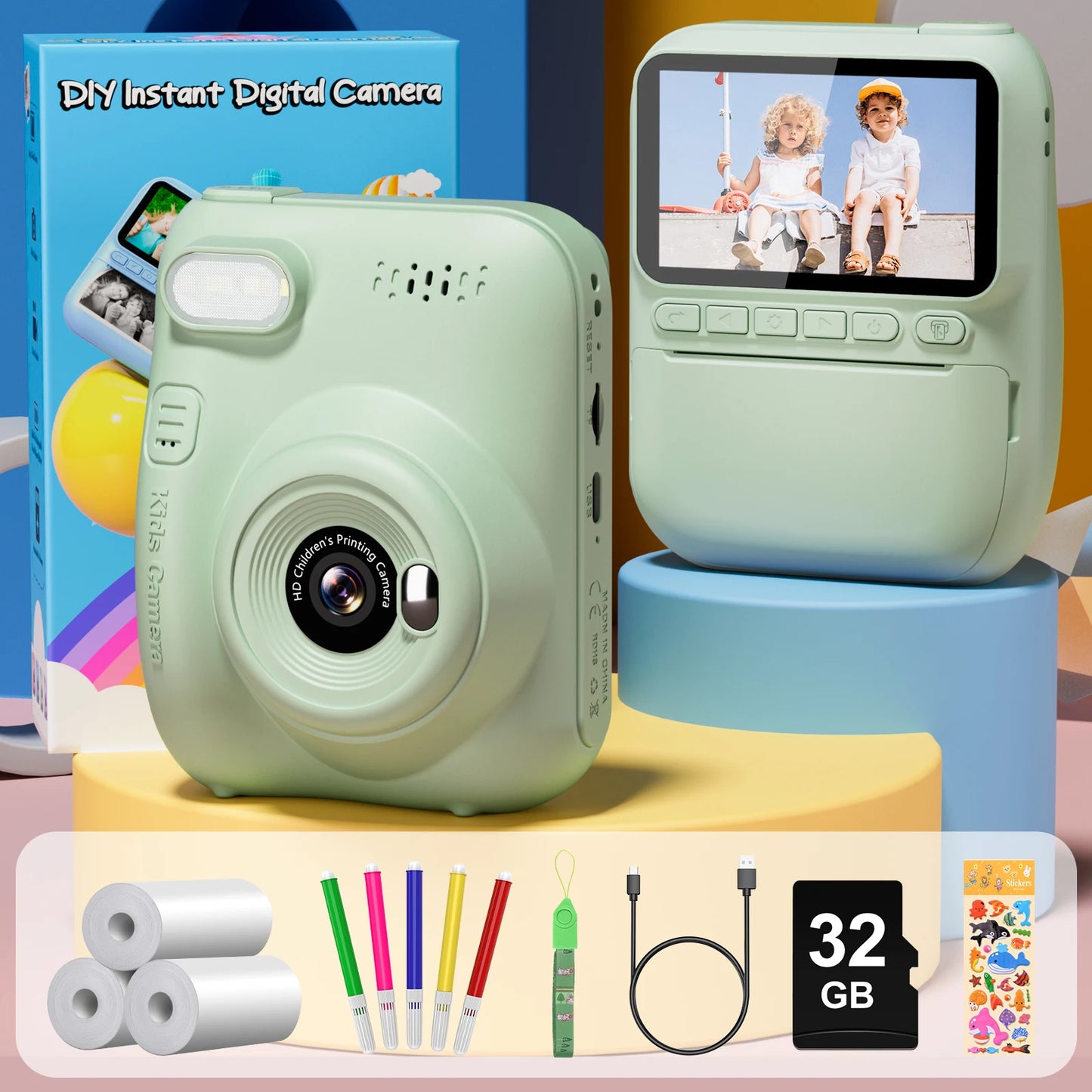 Gofunly Kids Instant Print Camera Mini Digital For Kids
