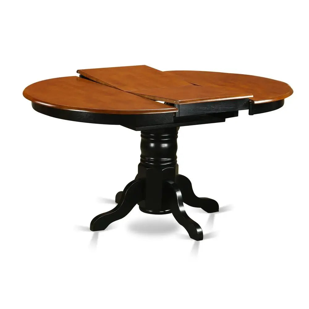 5-Piece Kitchen Table & Chairs Set with Oval Dining Room Table & Faux Leather Chairs Cherry Table Top Black Finish Asian Wood