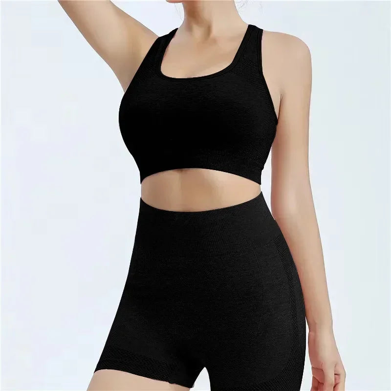 Yoga Set For Women Seamless Sports Bra Shorts Leggings