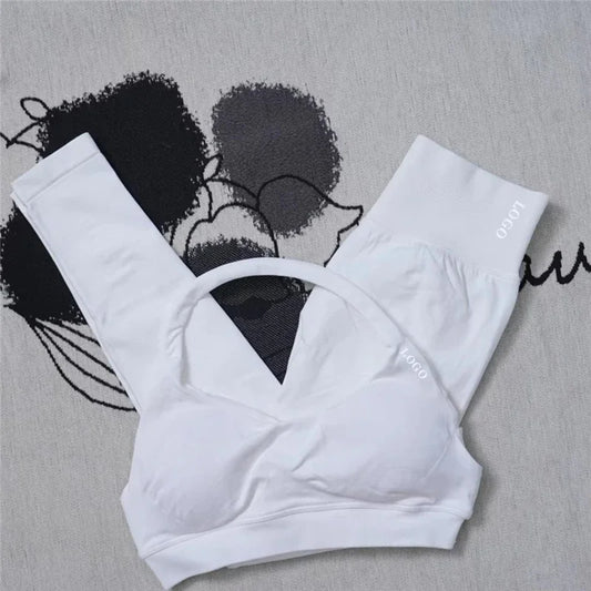CN Womens Seamless Gym Yoga Set High Waist Leggings Top
