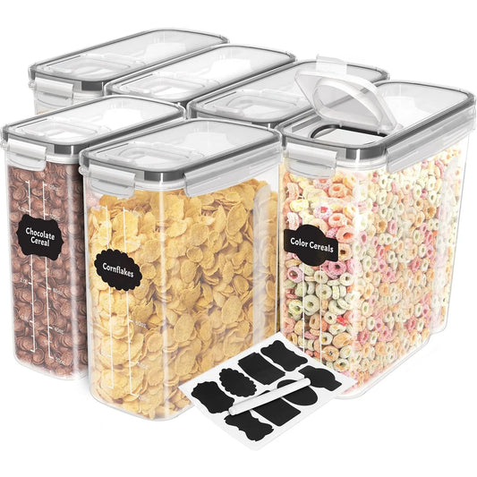 Cereal Containers Storage - Liter Airtight Food Storage Containers & Cereal Dispenser (Clear, 4 Liter Pack of 6)