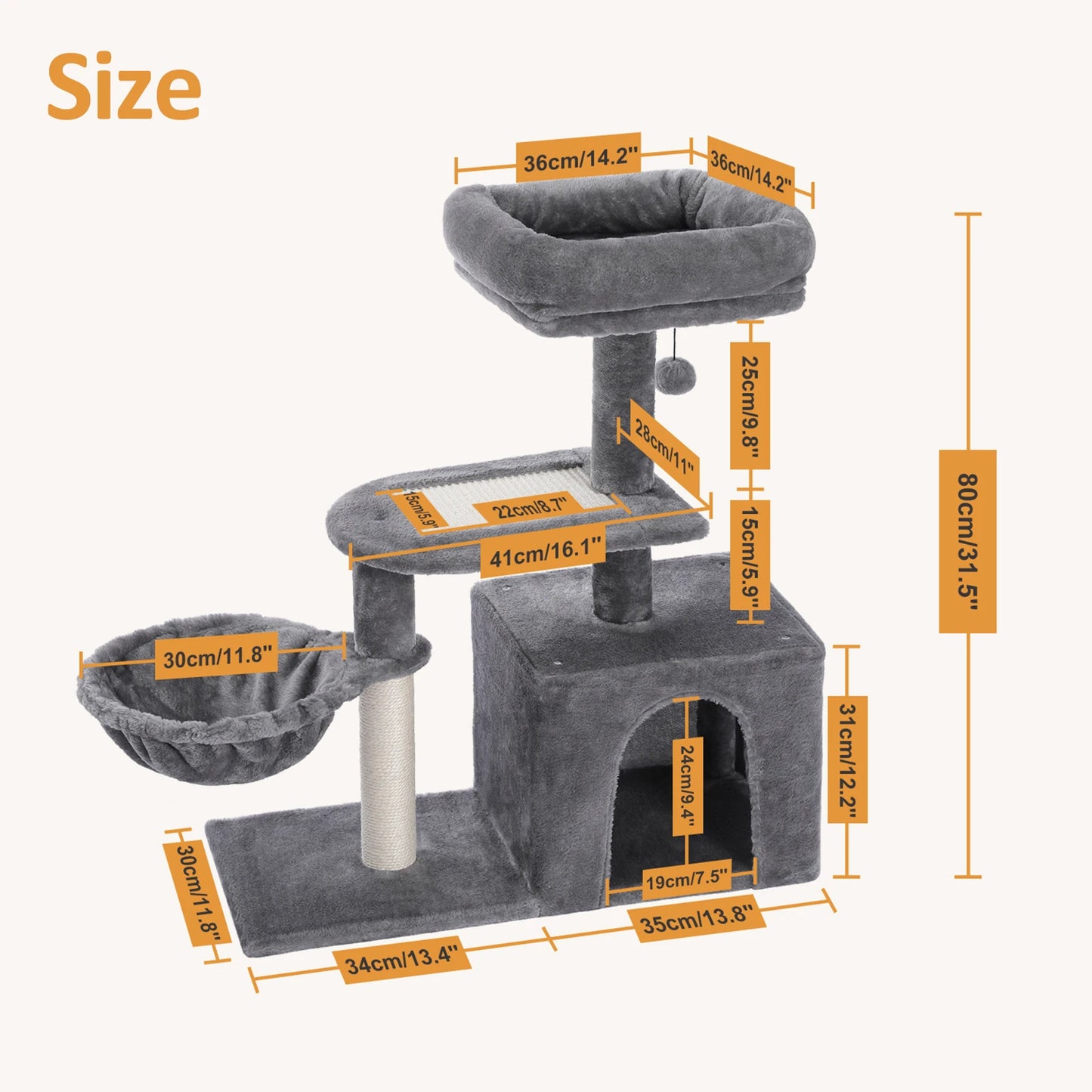 PAWZ Road Cat Tree Indoor Cat Tower With Scratching Posts
