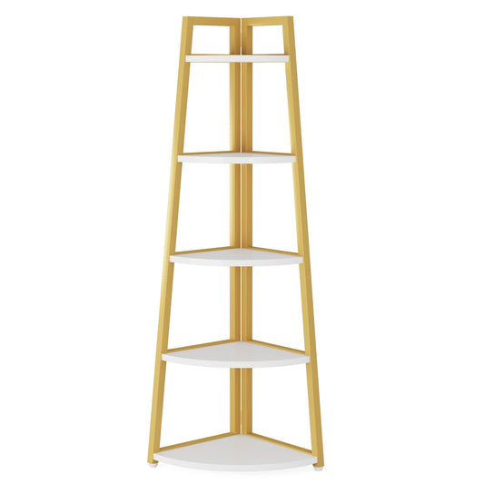 Tribesigns Corner Bookcase Wood Bookshelf 5 Tier Storage