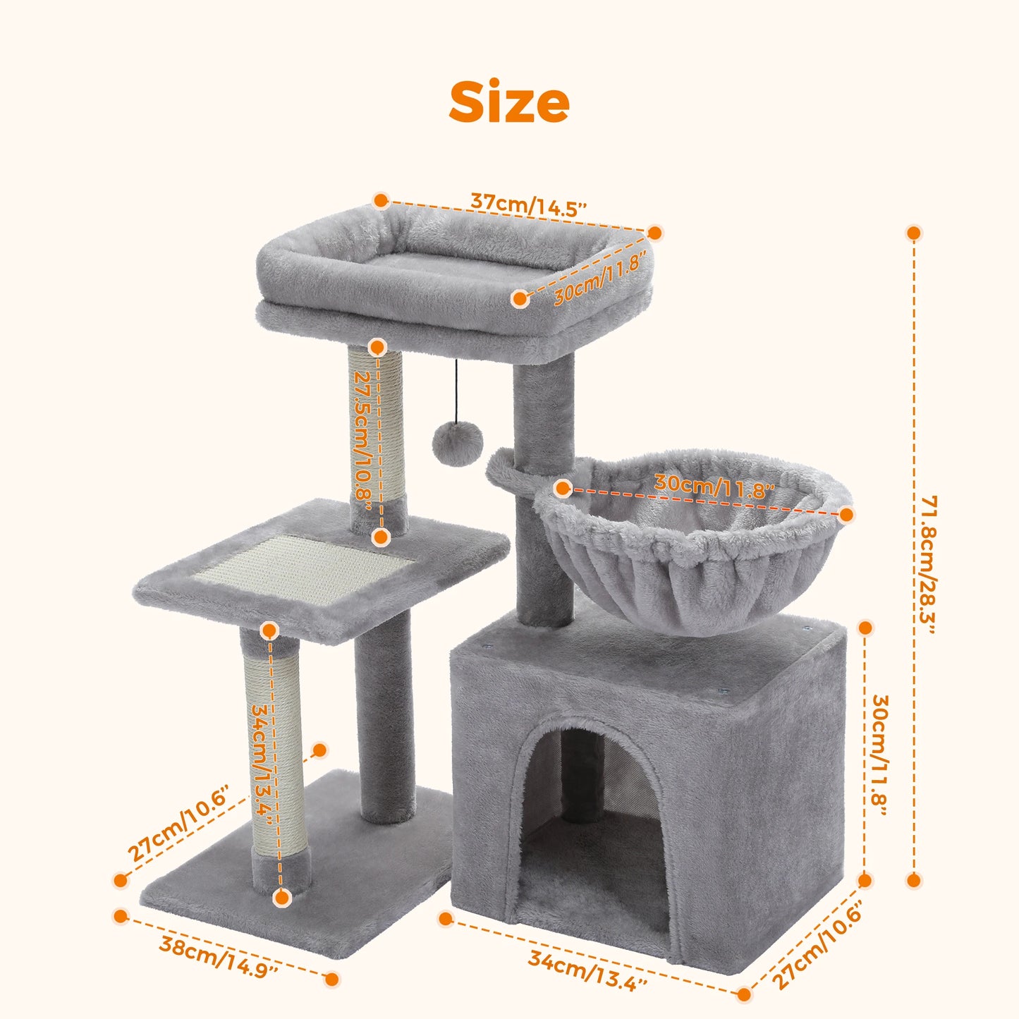 PAWZ Road Cat Tree Indoor Cat Tower With Scratching Posts