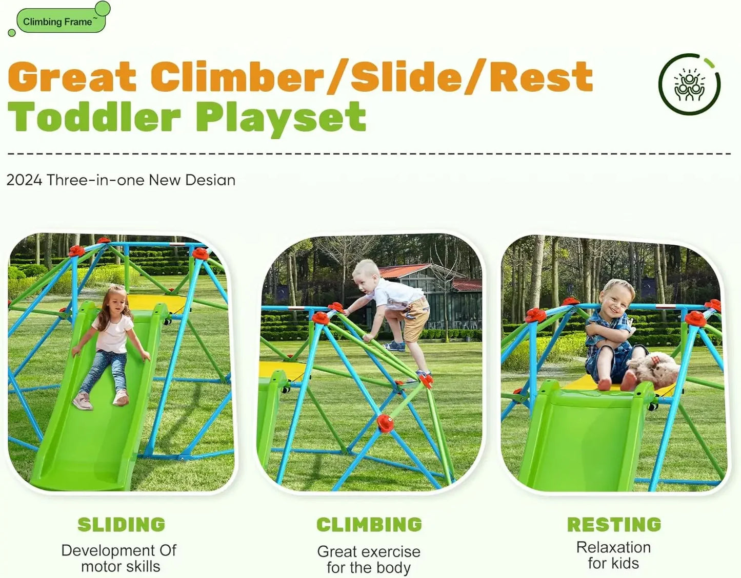 SHXICN Climbing Dome With Slide Backyard Playground