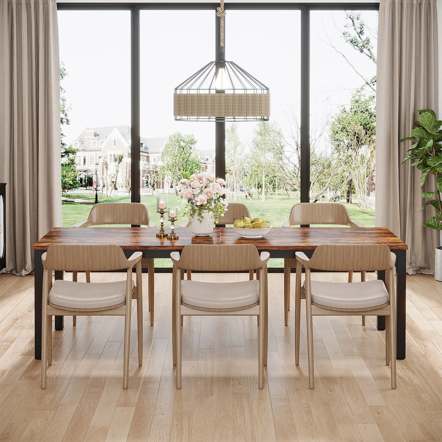 Tribesigns Rustic Wood Dining Table For 6 To 8 People