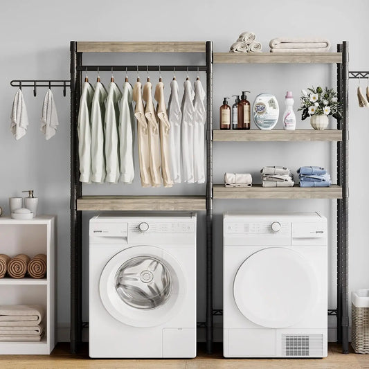 Hign-concerned 5 Tier Wood Washer Dryer Storage Shelf