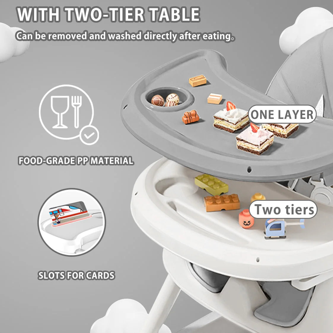 UBRAVOO Foldable Baby High Chair With Antislip Pad ToyRack