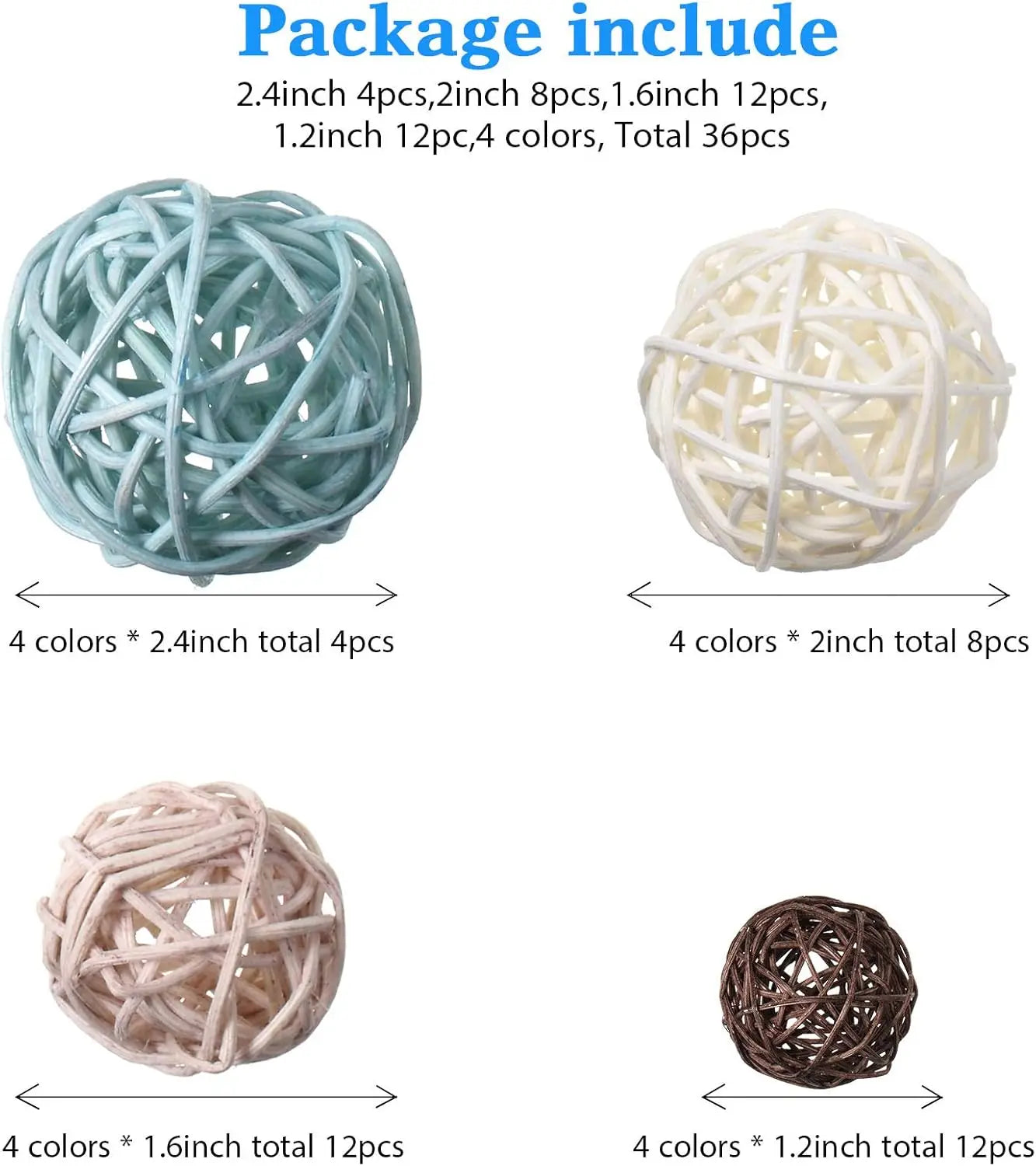 36 wicker vine ball vases, center decorative ball bowls, home decorative ball fillings, 4 sizes