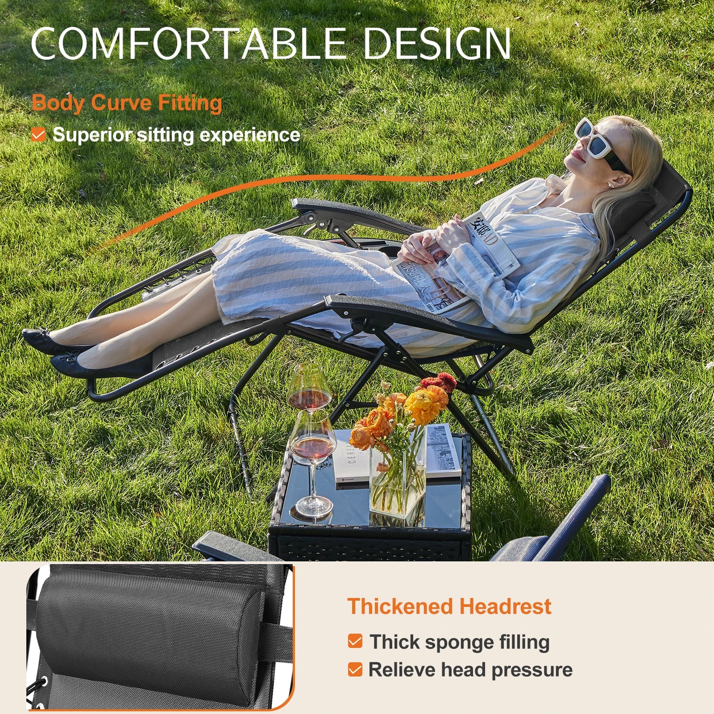 JHK Zero Gravity Recliners Set Of 2 With Cup Holders