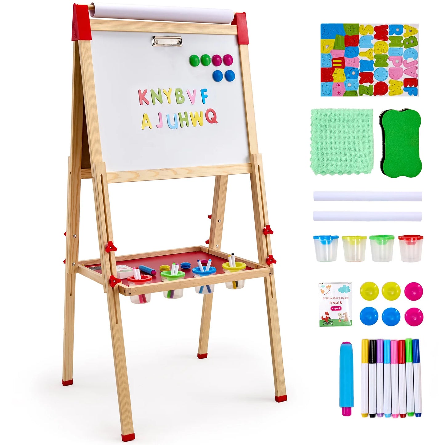 SucceBuy Magnetic Drawing Board Wooden Double Sided Easel