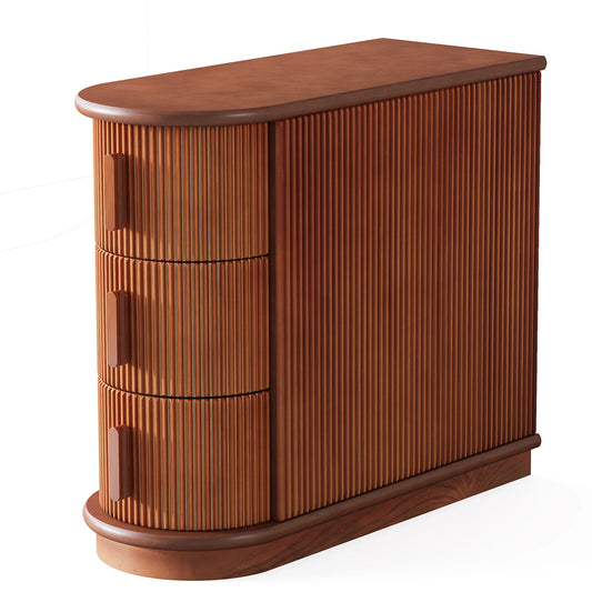 Tribesigns Round Solid Wood End Table Drawer Nightstand