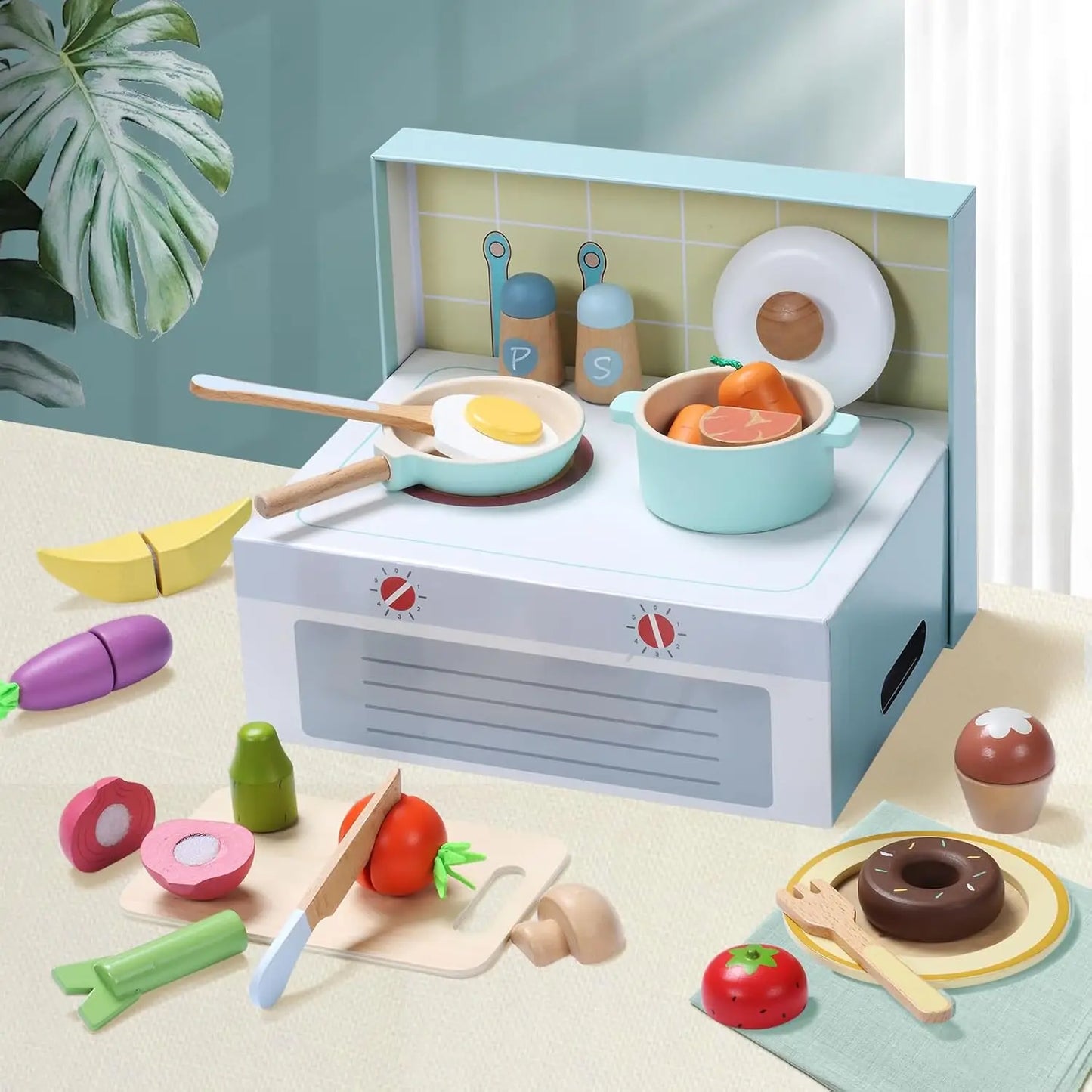 Giant Bean Wooden Play Food Set Kitchen Accessories