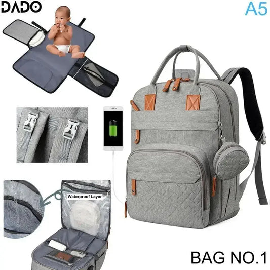 Diaper Bag Backpack Waterproof With Changing Station Straps