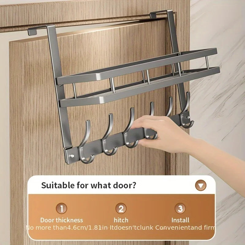 Multifunctional Metal Door Hanger Organizer With 6 Hooks