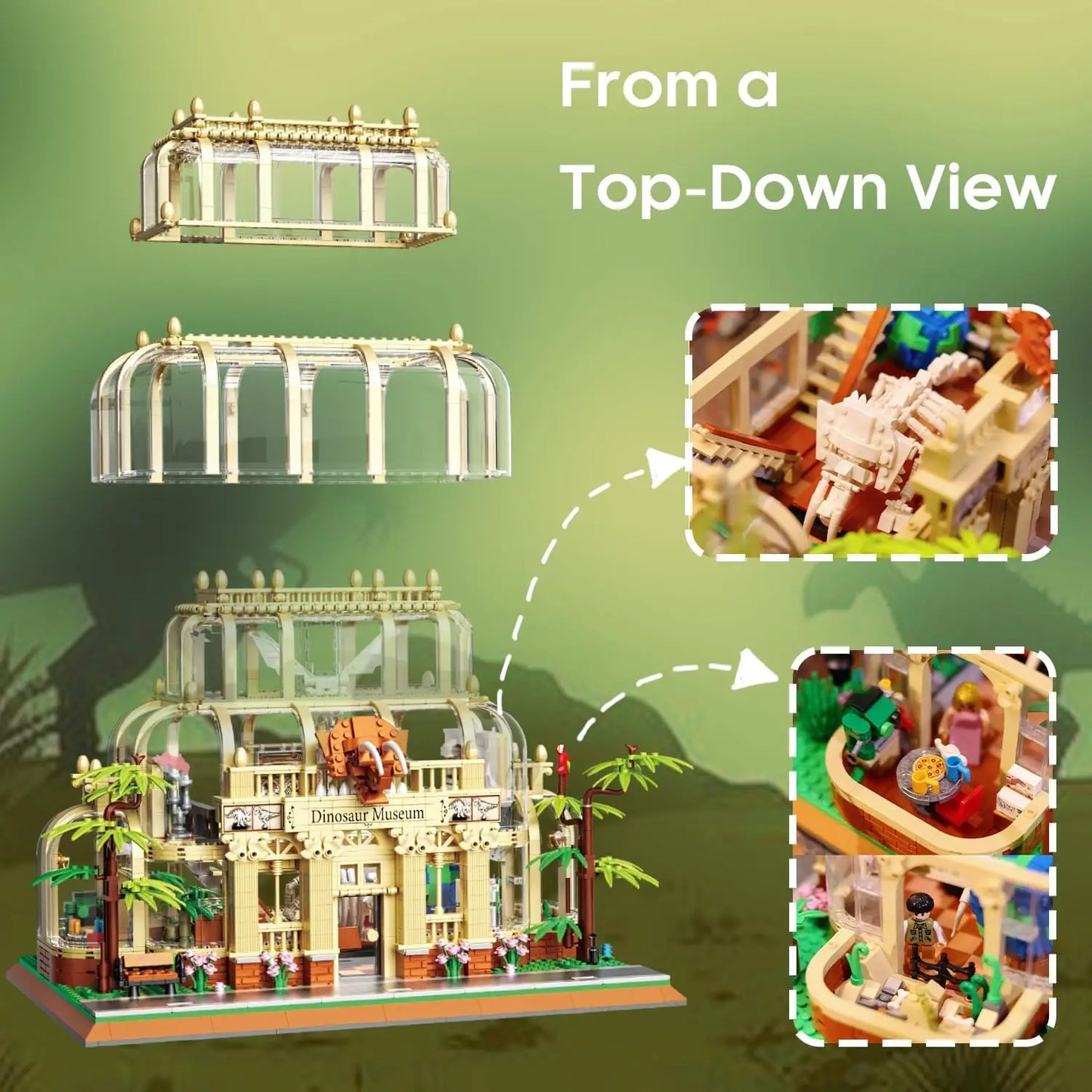 2788PCS Dinosaur Museum Building Blocks Park Dinosaurs World Street View Model Bricks Desktop Display Kids DIY Toys Idea Gifts