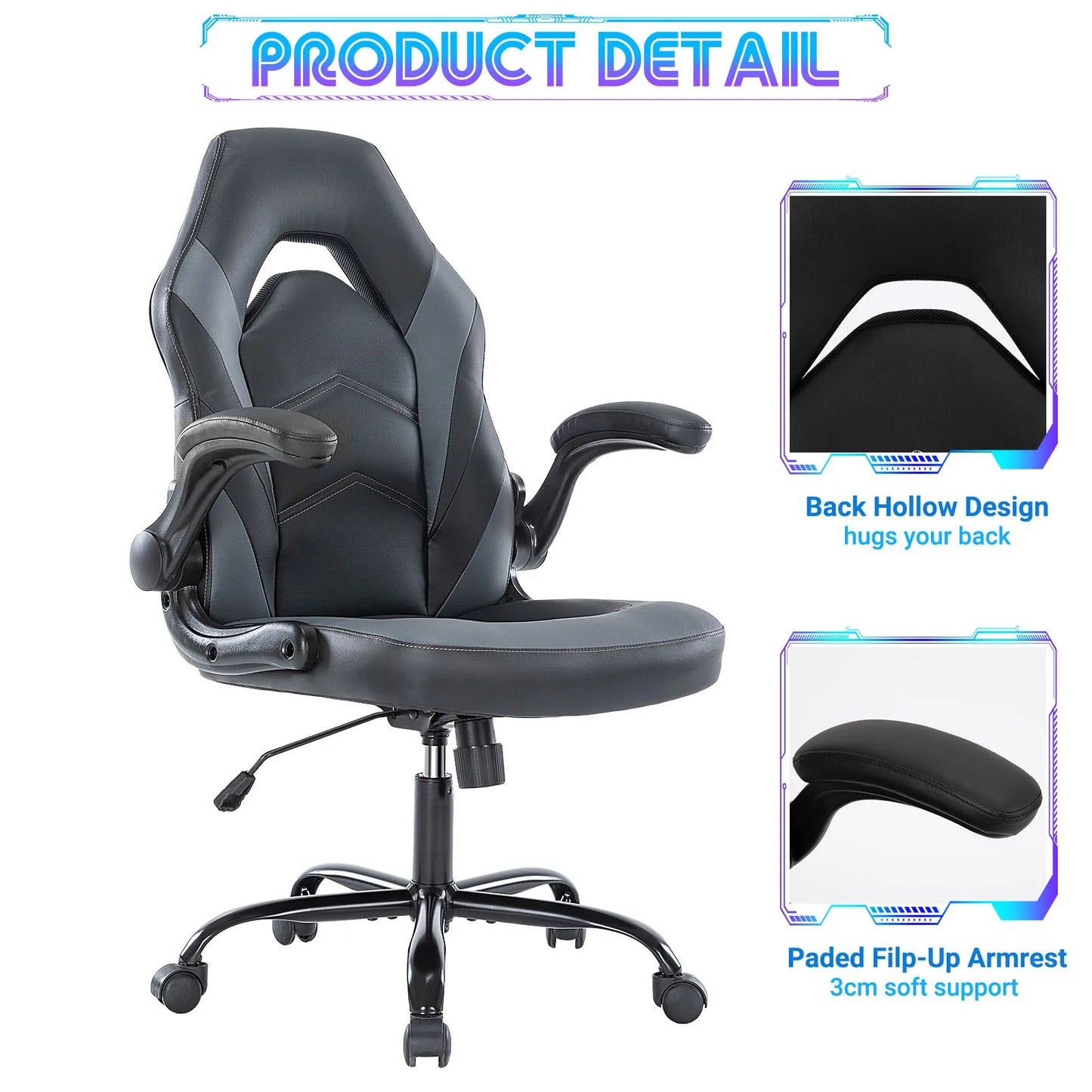 JHK Ergonomic Office Chair PU Leather Racing Desk Chair