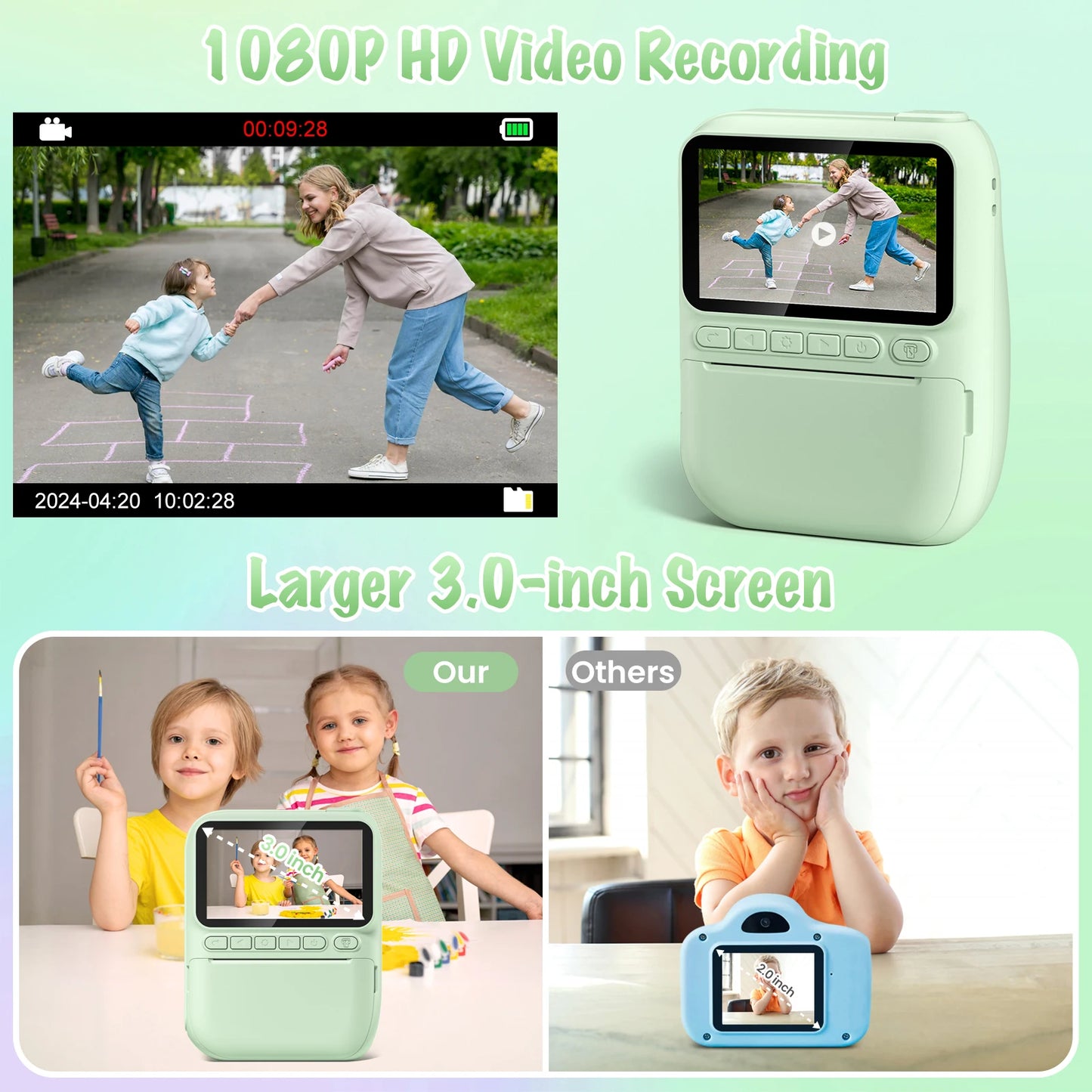 Gofunly Kids Instant Print Camera Mini Digital For Kids
