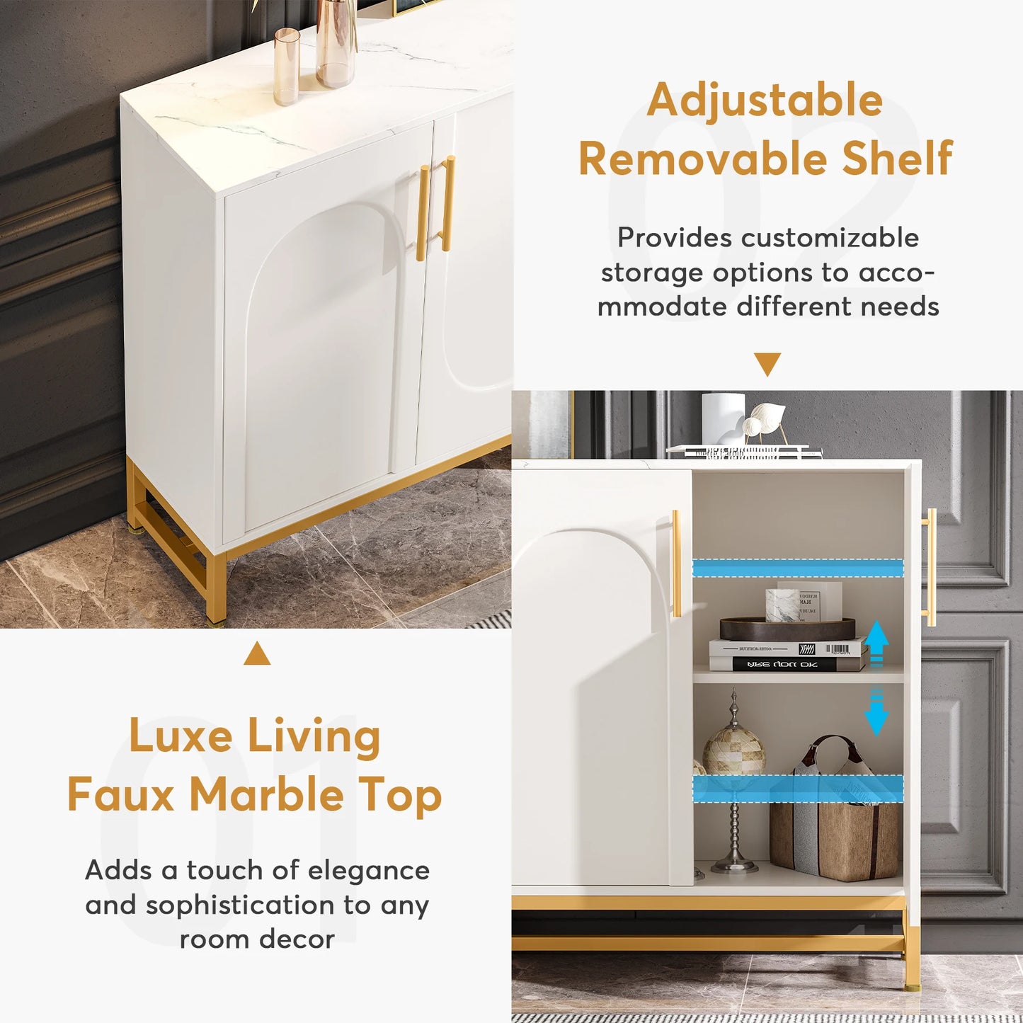 Tribesigns Modern Sideboards Buffet Cabinet With Four Doors