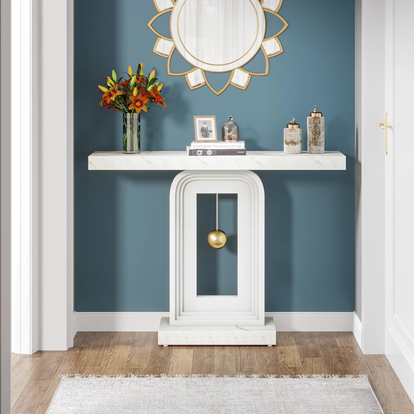 Tribesigns Modern Console Table Pendulum Base For Entryway