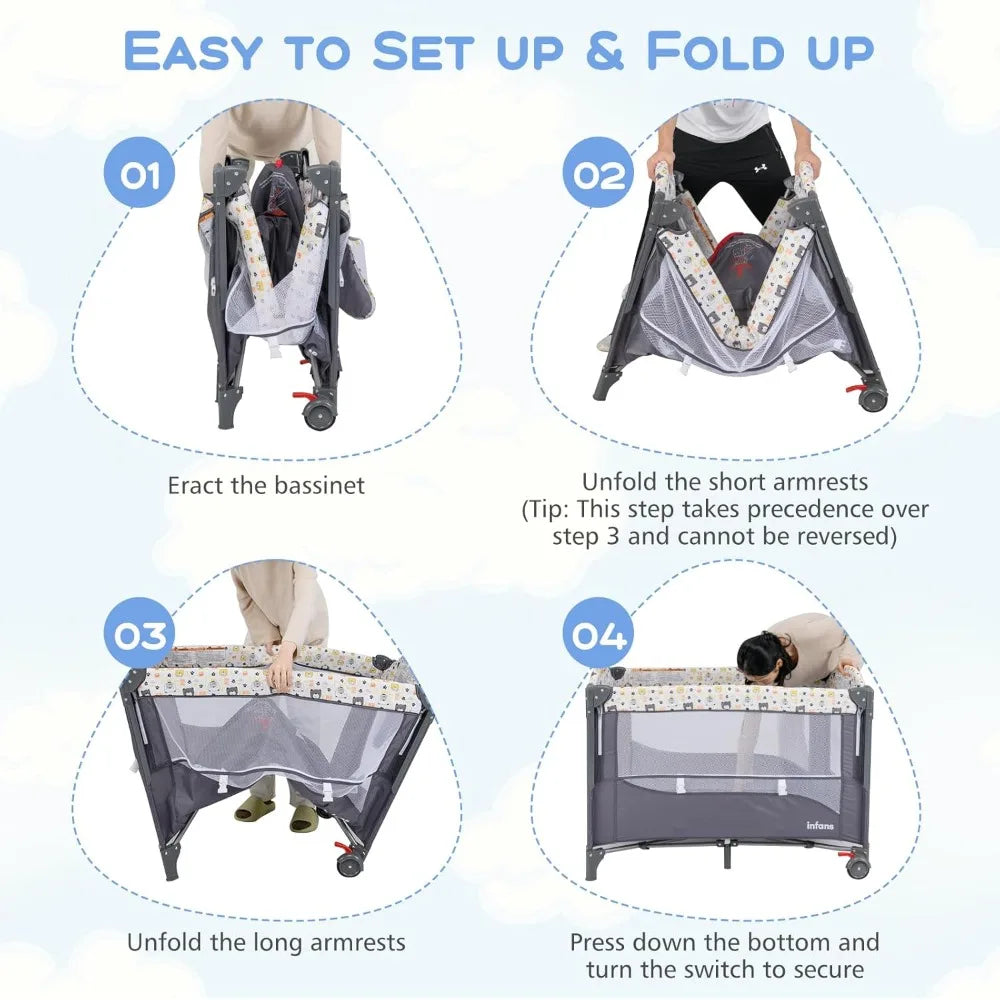 XMSJ Premium Pack And Play Five In 1 Bedside Sleeper