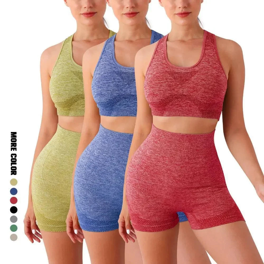 Yoga Set For Women Seamless Sports Bra Shorts Leggings
