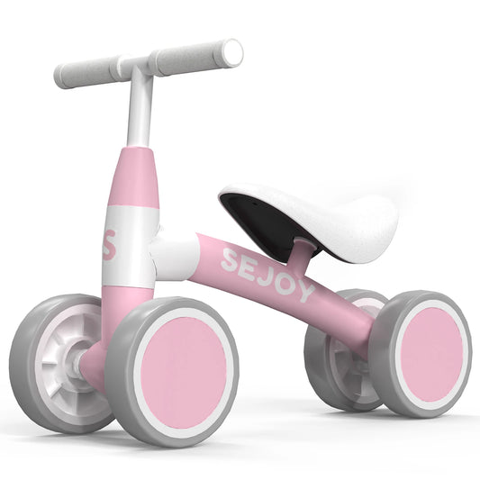 Sejoy Toddler Riding Toy Baby Balance Bike for 12-36 Month 4 Wheels Toddler First Bike,Birthday Gifts Boys Girls,Green/Pink