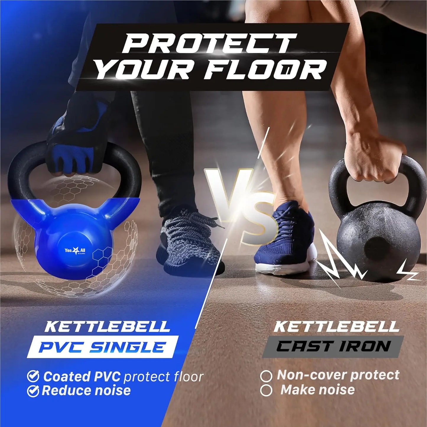30-65lbs Kettlebells Vinyl Coated Cast Iron for Dumbbell Weights Exercises, Gym, Fitness, Full Body Workout Equipment Push up